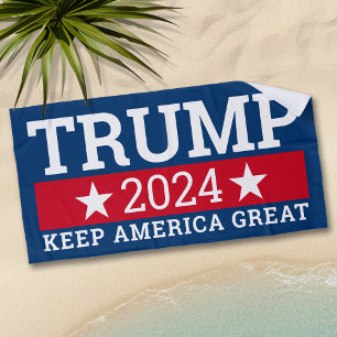 Trump 2024 Keep America Great - modern navy Beach Towel