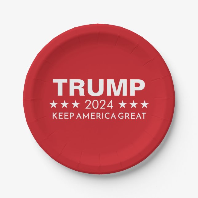Trump 2024 - Keep America Great Red Paper Plate (Front)