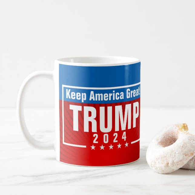 Trump 2024 Keep America Great Stars Frame Coffee Mug (With Donut)