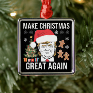 Trump 2024 Make Christmas Great Again Election Metal Tree Decoration