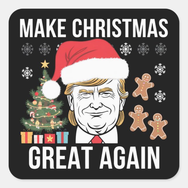 Trump 2024 Make Christmas Great Again Election Square Sticker (Front)