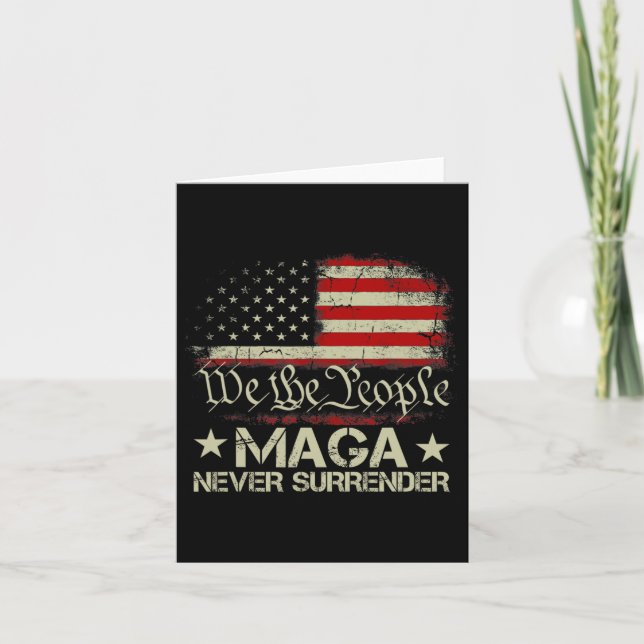 Trump 2024 Mega Never Surrender Us American Flag M Card (Front)