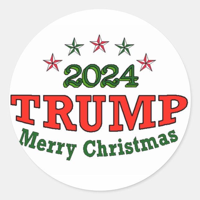 Trump 2024 Merry Christmas Round Stickers (Front)