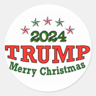 Trump 2024 Merry Christmas Round Stickers