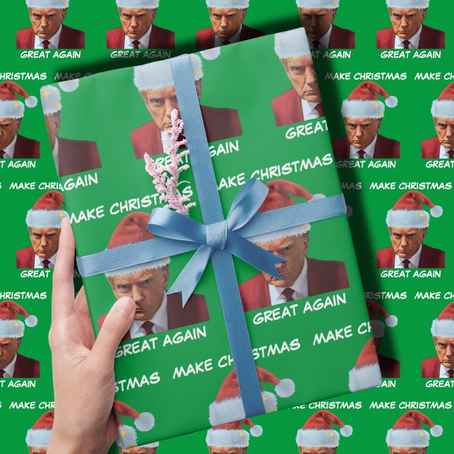 Trump 2024 Mug shot Make Christmas Great Again Wrapping Paper (Creator Uploaded)