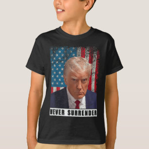 Trump 2024 Mug Shot President Never Surrender Flag T-Shirt
