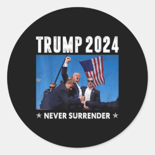Trump 2024 Never Surrender Pro Trump For President Classic Round Sticker