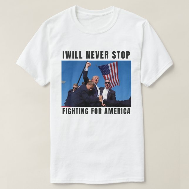 Trump  2024  Never Surrender T-Shirt (Design Front)