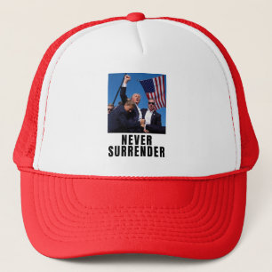 Trump  2024  Never Surrender Trucker Hat