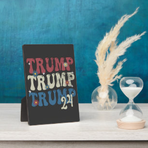 Trump 2024 Patriotic American Flag 4th Of July Plaque