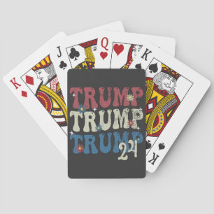 Trump 2024 Patriotic American Flag 4th Of July  Playing Cards