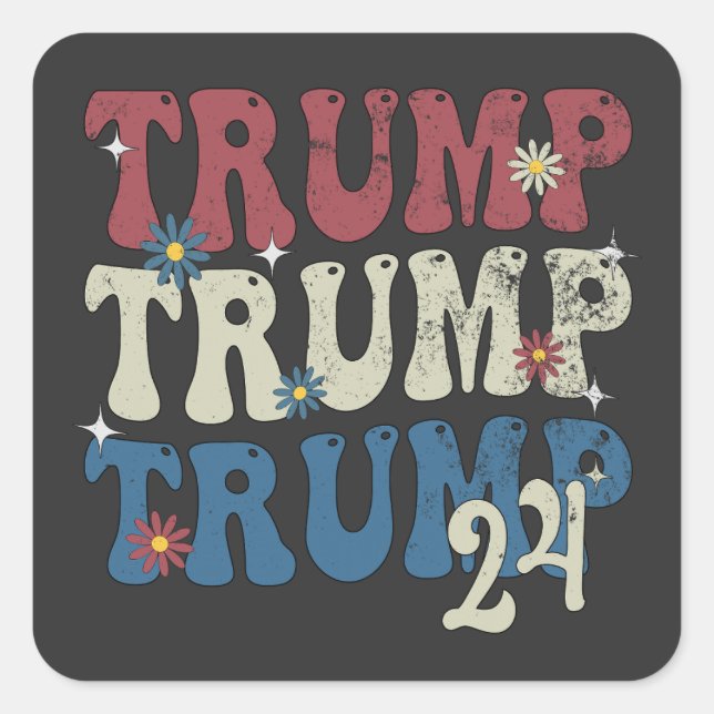 Trump 2024 Patriotic American Flag 4th Of July  Square Sticker (Front)