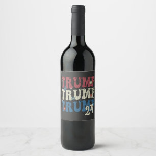 Trump 2024 Patriotic American Flag 4th Of July  Wine Label