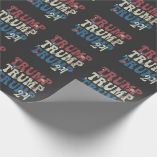 Trump 2024 Patriotic American Flag 4th Of July  Wrapping Paper