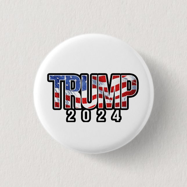 Trump 2024 Patriotic Block Letters 3 Cm Round Badge (Front)