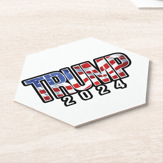 Trump 2024 Patriotic Block Letters Paper Coaster (Angled)