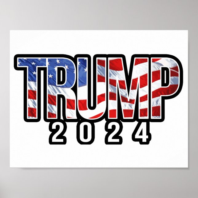 Trump 2024 Patriotic Block Letters Poster (Front)