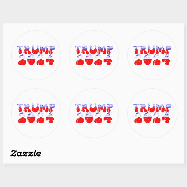 Trump 2024 Patriotic Groovy Retro Classic Round Sticker (Sheet)