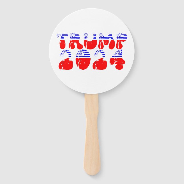 Trump 2024 Patriotic Retro Groovy Election Hand Fan (Front)