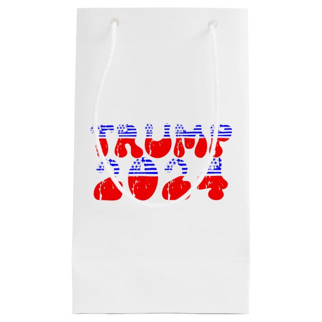 Trump 2024 Patriotic Retro Groovy Election Small Gift Bag (Front)