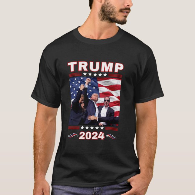 Trump 2024 Pennsylvania Rally Fist Raised American T-Shirt (Front)