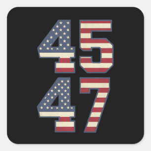 Trump 2024 President 45 47 America USA Vintage Square Sticker