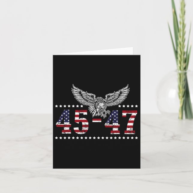 Trump 2024 President 45 And 47 American Flag Trump Card (Front)