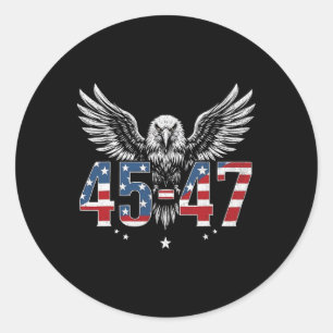 Trump 2024 President 45 And 47 American Flag Trump Classic Round Sticker