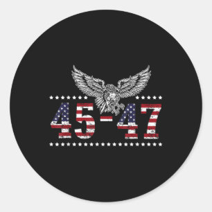 Trump 2024 President 45 And 47 American Flag Trump Classic Round Sticker