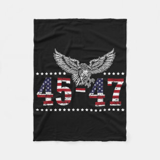 Trump 2024 President 45 And 47 American Flag Trump Fleece Blanket