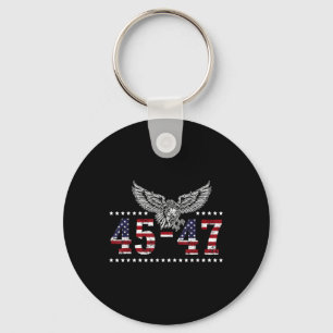 Trump 2024 President 45 And 47 American Flag Trump Key Ring