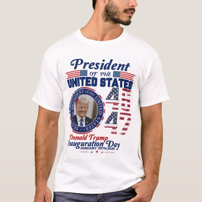 Trump 2024 President 45 and 47 American Flag Trump T-Shirt (Front)