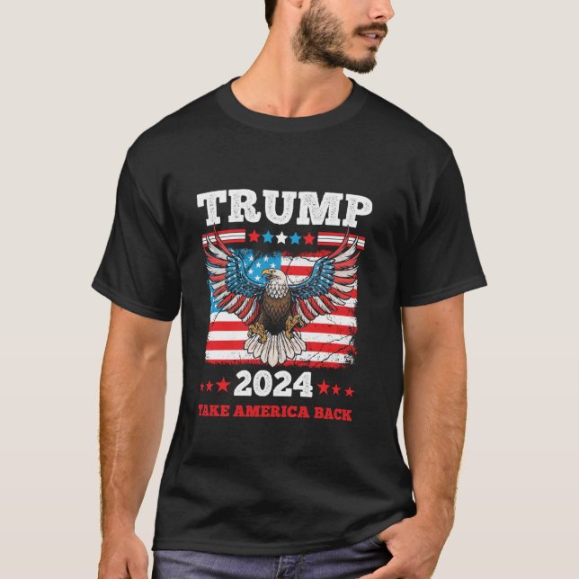 Trump 2024 President USA Flag Eagle Presidential E T-Shirt (Front)