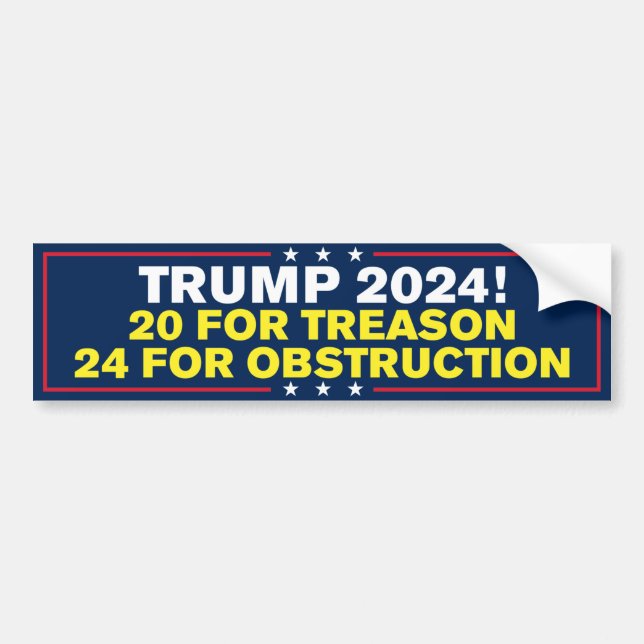 Trump 2024 Prison Treason Anti-Trump Bumper Sticker (Front)