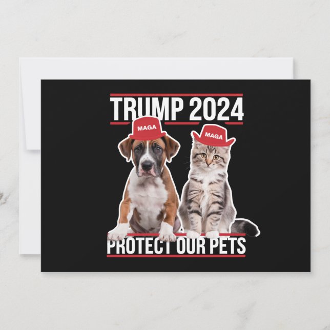 Trump 2024 Protect Our Pets Cat Dogs MAGA Invitation (Front)