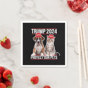 Trump 2024 Protect Our Pets Cat Dogs MAGA Napkin