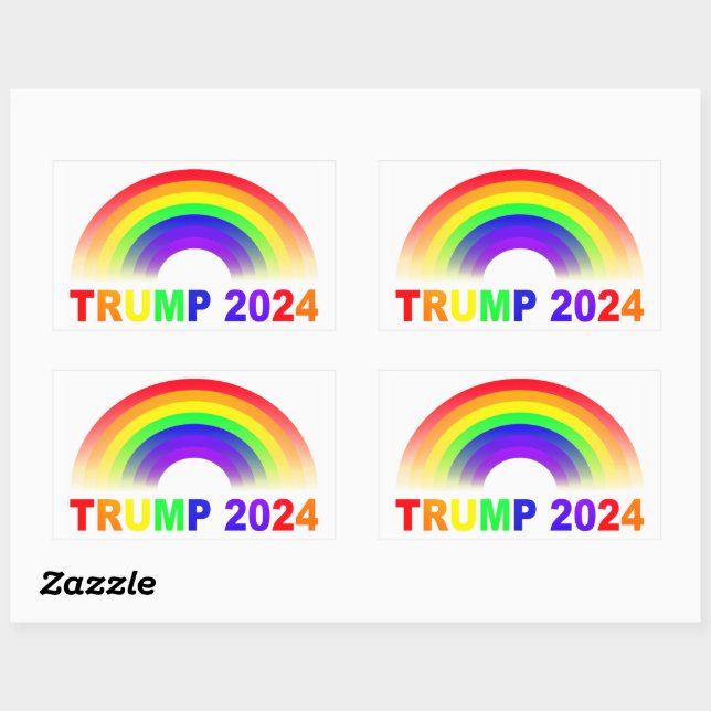 Trump 2024 Rainbow Rectangular Sticker (Sheet)