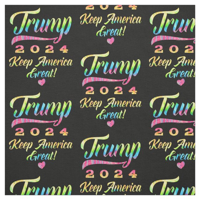 Trump 2024 Rainbow Tie Dye Keep America Great Fabric (Swatch)