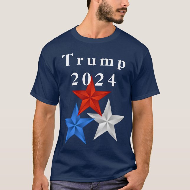 Trump 2024 Red, White, And Blue Star T-Shirt (Front)