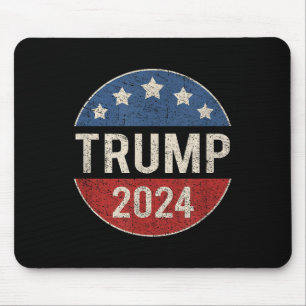 Trump 2024 Retro Campaign Button Re Elect Presiden Mouse Mat
