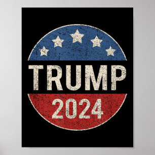 Trump 2024 Retro Campaign Button Re Elect Presiden Poster