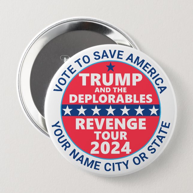 Trump 2024 Revenge Tour Deplorables Campaign 10 Cm Round Badge (Front & Back)