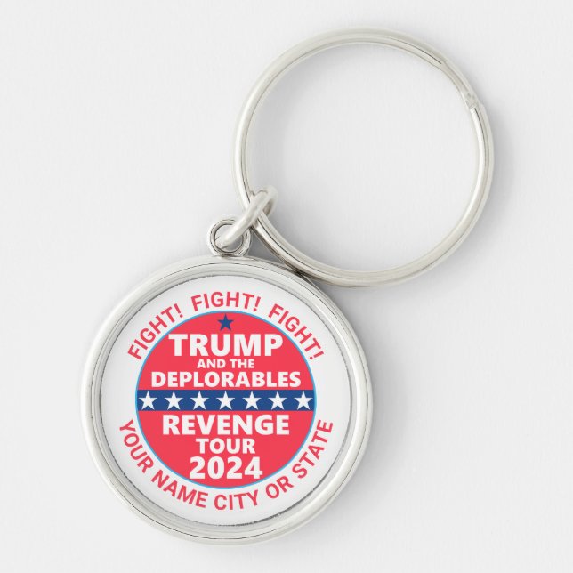 Trump 2024 Revenge Tour Deplorables Election Cool Key Ring (Front)
