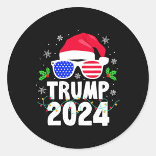 Trump 2024 Santa Usa Make Christmas Great Again Fu Classic Round Sticker