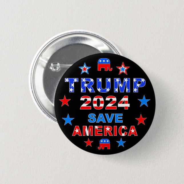 TRUMP 2024 SAVE AMERICA 6 CM ROUND BADGE (Front & Back)