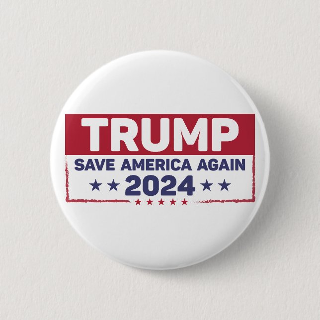 Trump 2024 Save America Again 6 Cm Round Badge (Front)