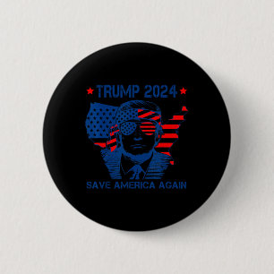Trump 2024 Save America Again American Flag  6 Cm Round Badge