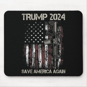 Trump 2024 Save America Again American Flag Gun (o Mouse Mat