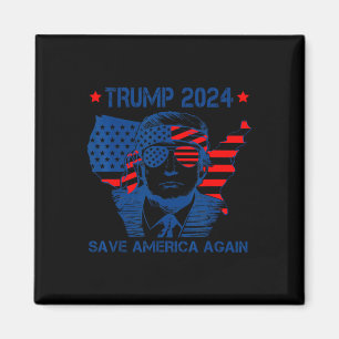Trump 2024 Save America Again American Flag Magnet