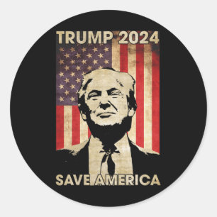 Trump 2024 Save America American Flag Election Gif Classic Round Sticker